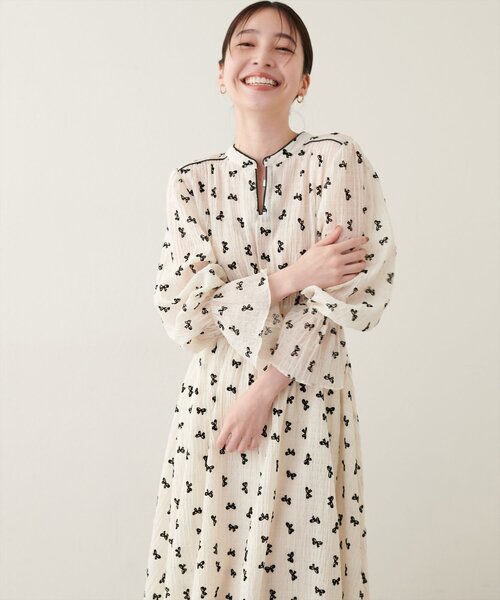 「natural couture」 長袖ワンピース MEDIUM ホワイト レディース_画像3