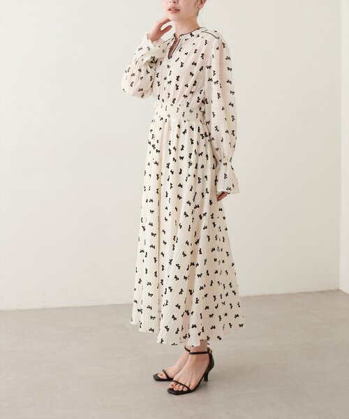 「natural couture」 長袖ワンピース MEDIUM ホワイト レディース_画像6