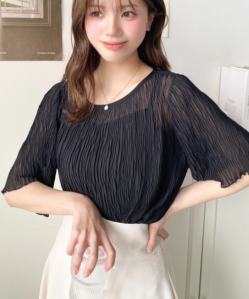 ブラウス シャツ シアーメロウブラウス レディース セール】【累計販売枚数4万枚突破！】インナーキャミ付きシアー