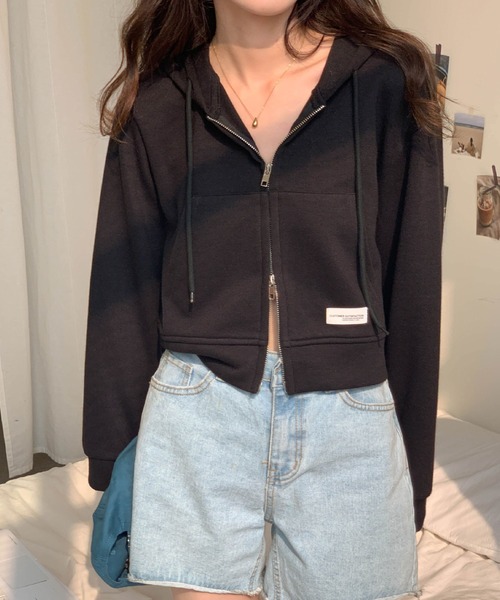meJane（ミージェーン） パーカー ワンポイントロゴジップアップ
