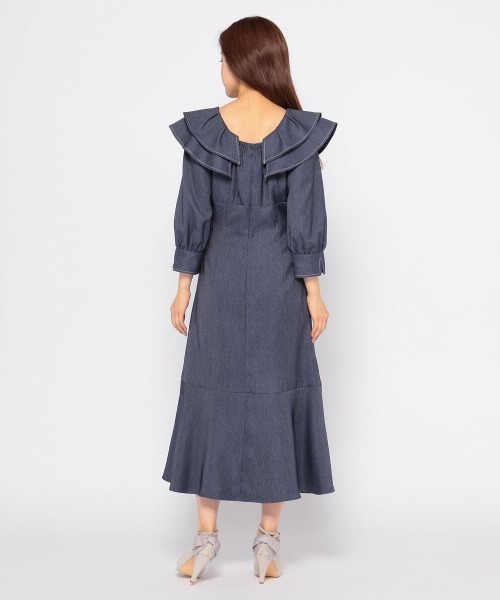 【24春夏新作】ポリデニムラッフルワンピース/MM417409 ミッシュマッシュ ポリデニムラッフルワンピース/MM417409 – MISCH MASCH|31 Sons