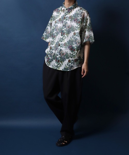 プリント シャツ レディース ビックシルエット ANPAS シャツ Total Pattern Print Big Silhouette Sheer Shirt