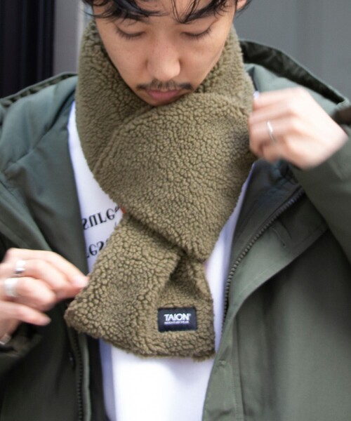 TAION EXTRA ECOPEL エコファー＋ダウン リバーシブルマフラー UNISEX】エコファー×ダウン リバーシブルマフラー（EX-RMF01A-ECO