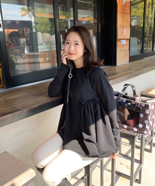 tシャツ バルーン切り替えペプラムトップス レディース Fit more tシャツ バルーン切り替えペプラムトップス レディース