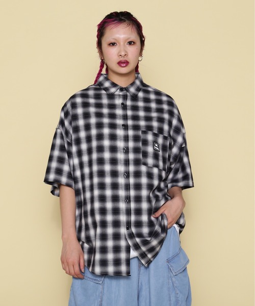 ブラウス シャツ 「WEB＆限定」WHITELAND/ホワイトランド/OWL/OMBRE CHECK SSH レディース メンズ WHITELAND ブラウス シャツ 「WEB＆DEPOT限定」WHITELAND