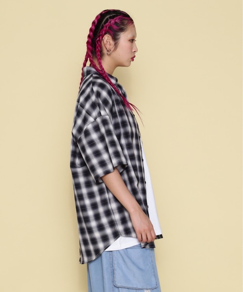 ブラウス シャツ 「WEB＆限定」WHITELAND/ホワイトランド/OWL/OMBRE CHECK SSH レディース メンズ WHITELAND ブラウス シャツ 「WEB＆DEPOT限定」WHITELAND