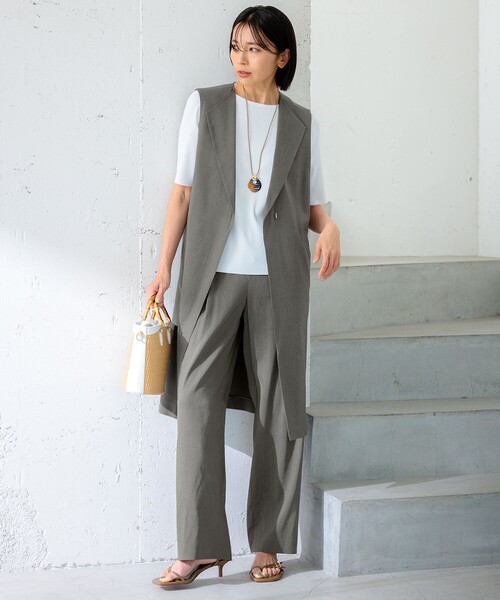 23区 ベスト ジレ 「CLASSY.6月号掲載/洗える」リネンレーヨン