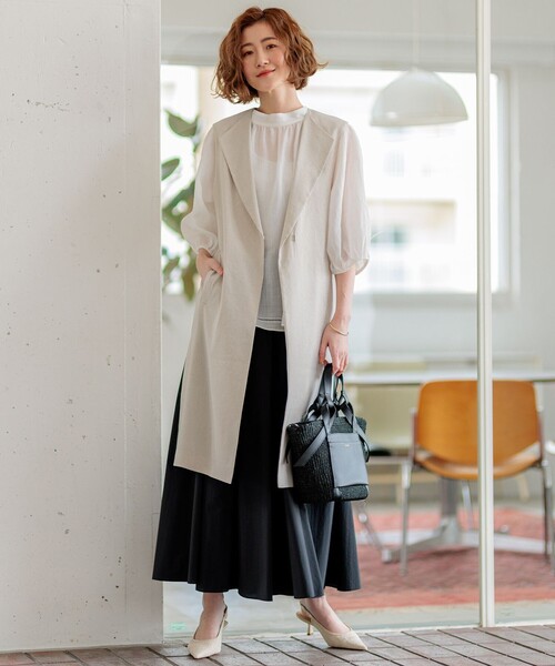23区 カーキ【CLASSY.掲載/洗える】リネンレーヨンストレッチ