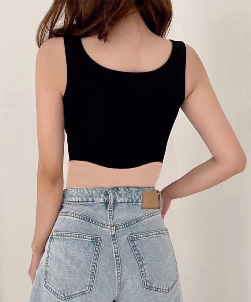 メタリックロゴ タンクトップ ブラック 袖なし Tシャツ nr9664 miniministore タンクトップ ノースリーブ ロゴタンクトップ