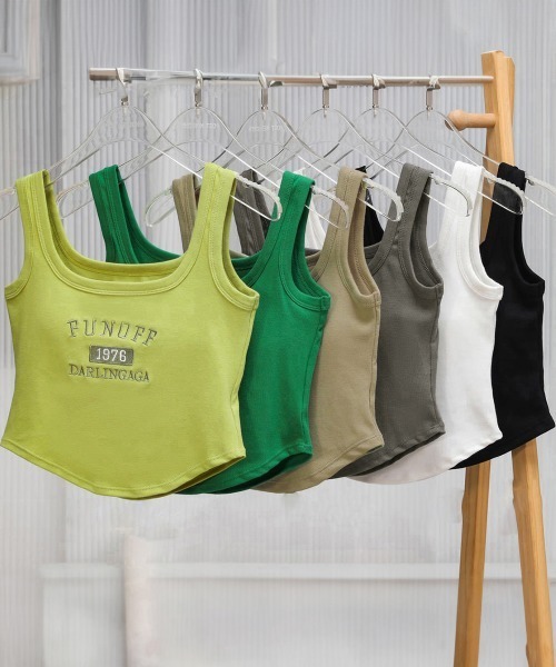 タンクトップ ノースリーブ 2piece layered logo tank top レディース MUHET タンクトップ ノースリーブ layered like tank top with