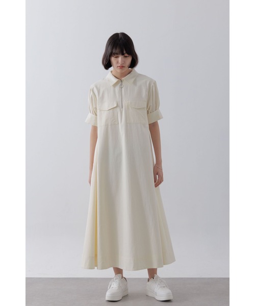 Limue シャツワンピース ハーフジップスキッパーワンピース