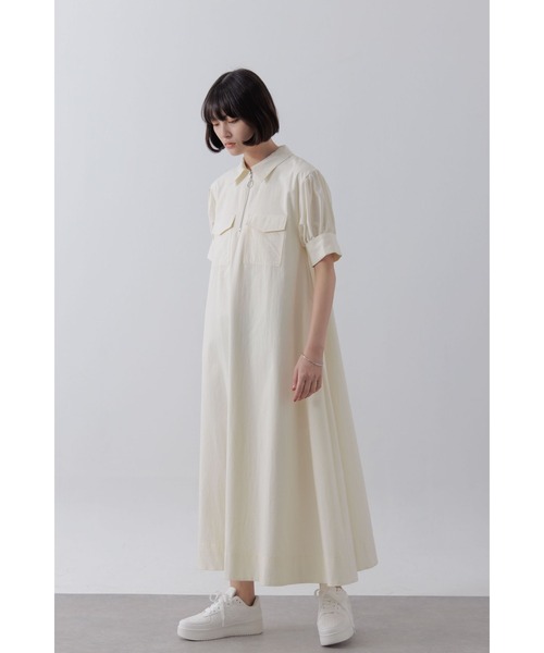 ワンピース limi Limue シャツワンピース ハーフジップスキッパーワンピース