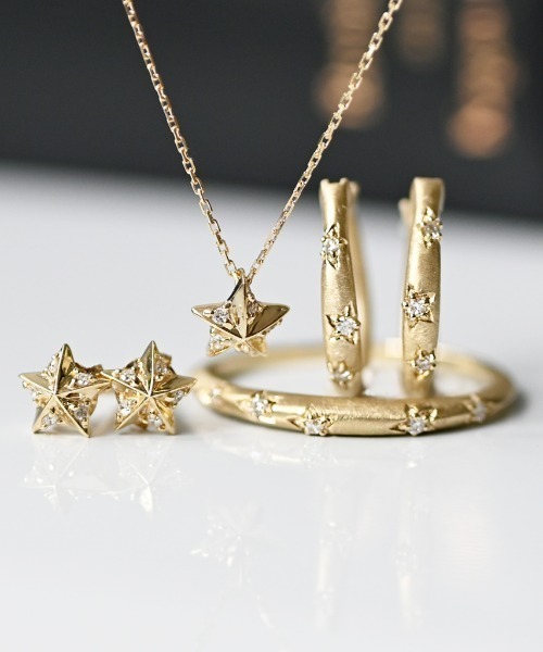 sowi ピアス K10 Meteor shower Star ピアス レディース