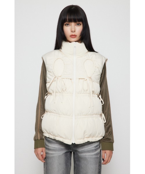 LAGUA GEM ダウンベスト ベスト SHIRRING RIBBON レディース