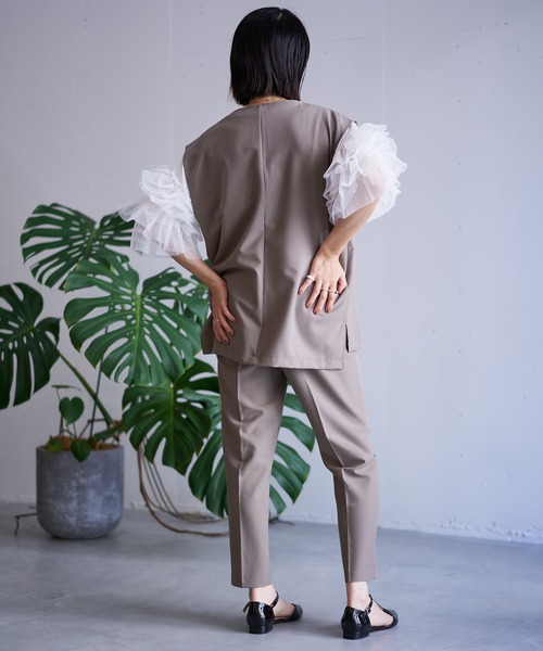 スラックス パンツ タックテーパードパンツ レディース | nearness | 13