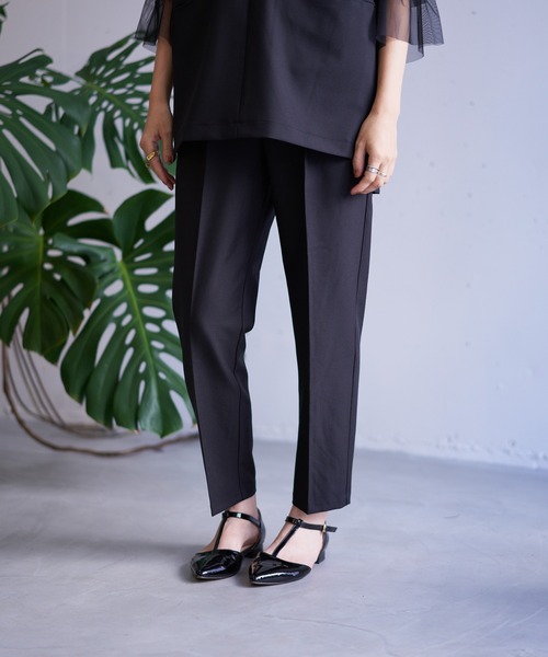 スラックス パンツ タックテーパードパンツ レディース | nearness | 19