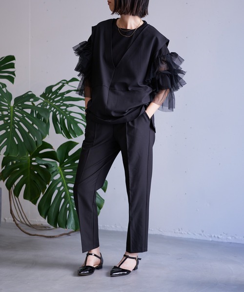 スラックス パンツ タックテーパードパンツ レディース | nearness | 22