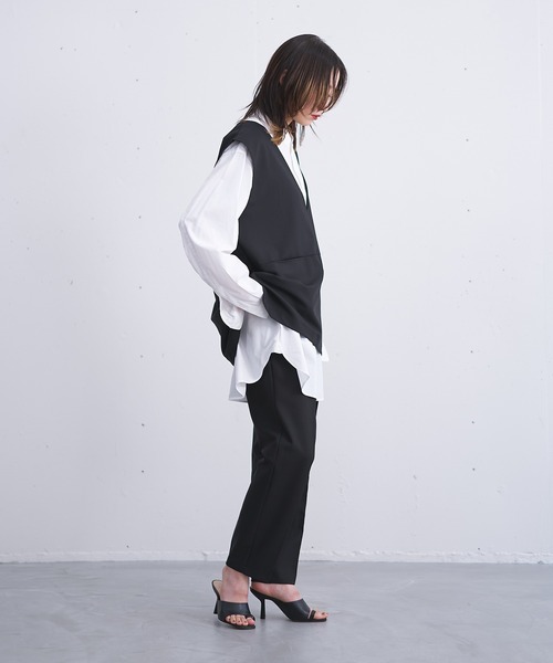 スラックス パンツ タックテーパードパンツ レディース | nearness | 06
