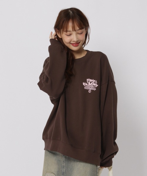 トレーナー スウェット 「UNISEX」ISTKUNST／TAGロゴプルオーバー（ウラケ） レディース メンズ ISTKUNST トレーナー スウェット 「UNISEX」ISTKUNST／TAGロゴ