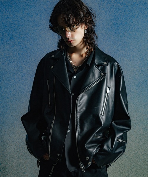 L 良品 CRIMIE シングル ライダースジャケット レザージャケット 羊革 CRIMIE - L 良品 CRIMIE シングル ライダースジャケット レザー