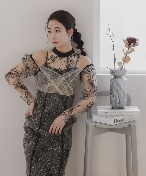 epic day バックリボン刺繍レースドレス M epic day ドレス バックリボン刺繍レースドレス : ZOZOTOWN