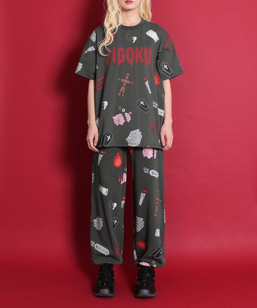 PUNYUS（プニュズ） tシャツ 天国と地獄総柄Tシャツ レディース