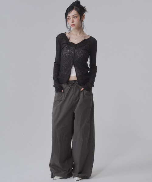 ENVYM（アンビー） tシャツ キーネック スラブ シアー スリット