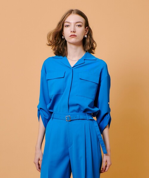 お決まり品　allureville 　シャツ　カルゼターンバックシャツ allureville（アルアバイル） ブラウス シャツ CRISPYカルゼターン