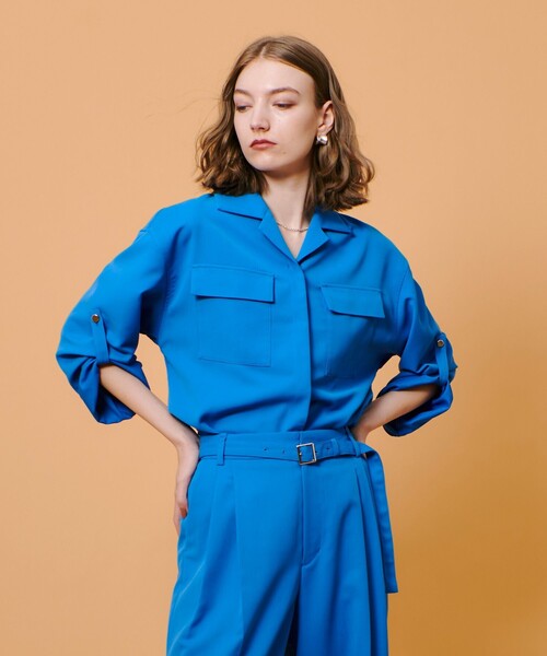 お決まり品　allureville 　シャツ　カルゼターンバックシャツ allureville（アルアバイル） ブラウス シャツ CRISPYカルゼターン
