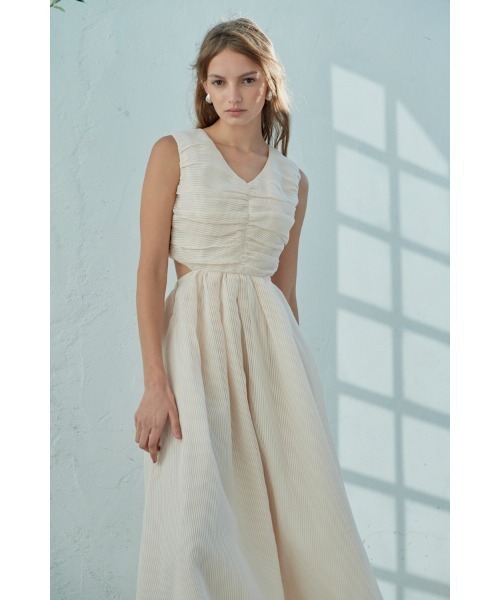 Estella.K ワンピース Cello Cut-our Dress シアーシャーリングタック