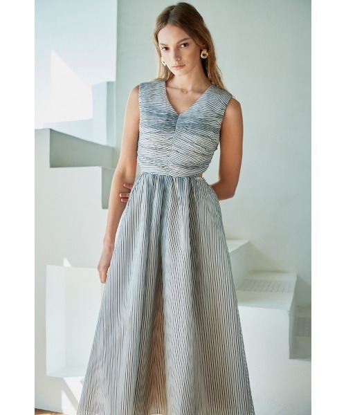 Estella.K ワンピース Cello Cut-our Dress シアーシャーリングタック