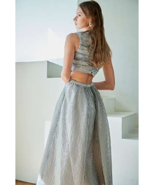 Estella.K ワンピース Cello Cut-our Dress シアーシャーリングタック