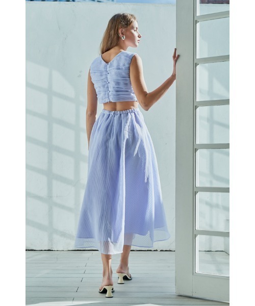 期間限定値引き【新品】Estella.K/ シアーランダムタックドレス(イエロー Isabella Long Dress -Yellow- – Estella.K