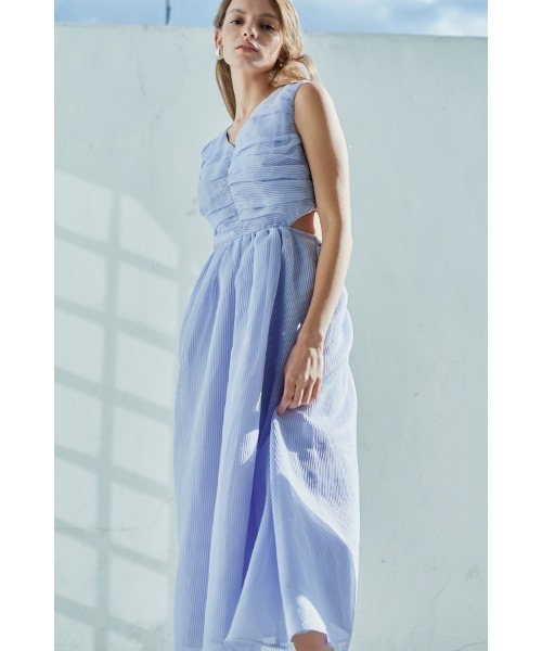 Estella.K ワンピース Cello Cut-our Dress シアーシャーリングタック