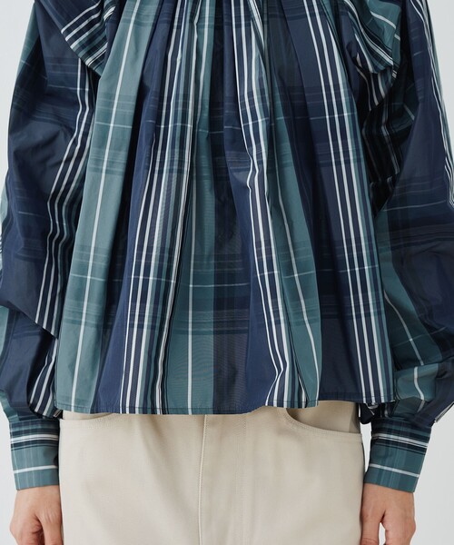 GALERIE VIE ブラウス シャツ ライトタフタ スタンドカラー