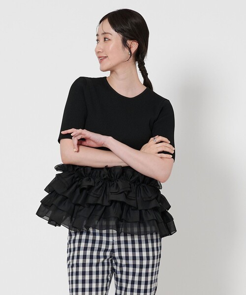 ユナイテッドアローズ　ケーブルペプラムニット UNITED ARROWS ニット セーター リボン ペプラム レディース