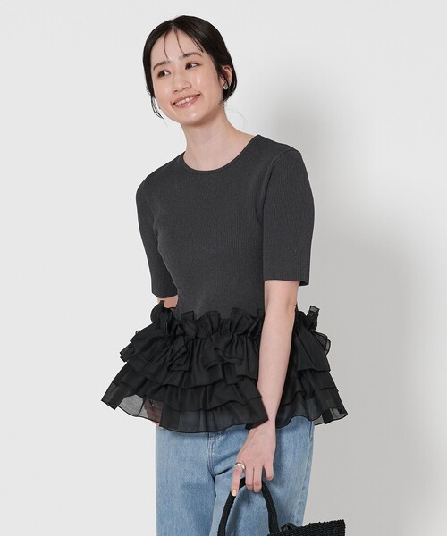 ユナイテッドアローズ ペプラムニット UNITED ARROWS ニット セーター リボン ペプラム レディース