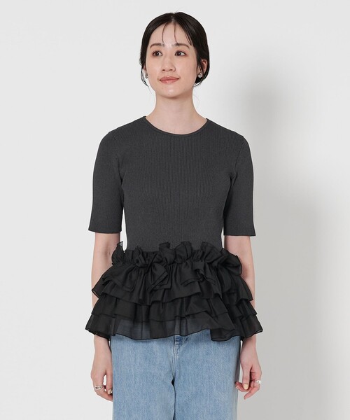 ユナイテッドアローズ　ケーブルペプラムニット UNITED ARROWS ニット セーター リボン ペプラム レディース