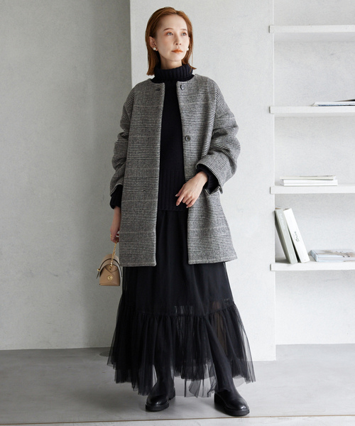 SLOBE IENA（スローブイエナ） ノーカラーコート 38 サックスブルー