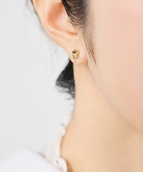 agete　フラワーモチーフ　両耳用ピアス　K10　D0.01ct　ゴールド　箱 Jewel closet by L&Co. ピアス K10 フラワー モチーフ ピアス