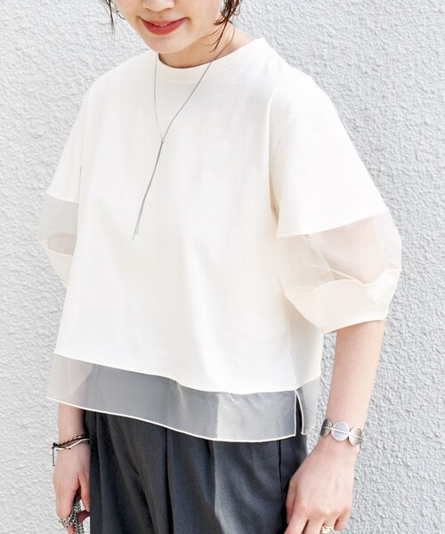 「SHIPS」 半袖カットソー ONE SIZE オフホワイト レディース