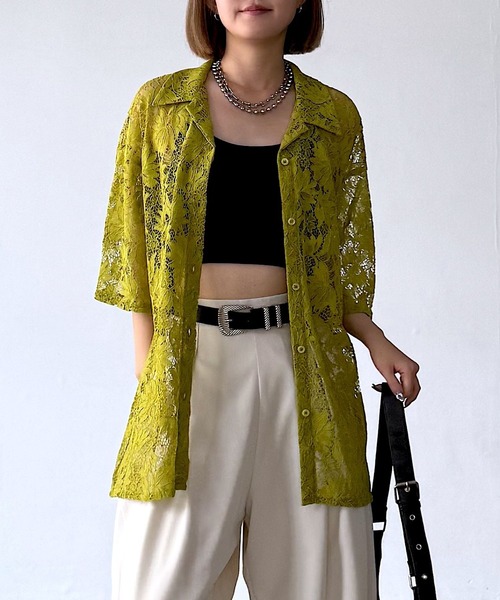 PAGEBOY ブラウス シャツ レースカイキンシャツ (半袖