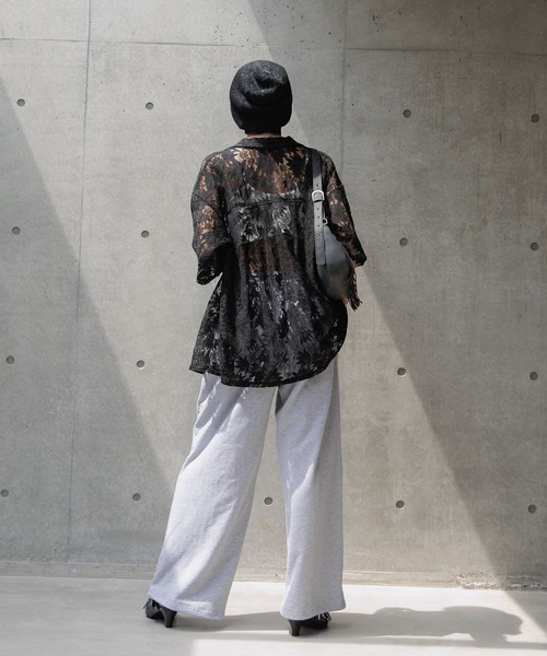 ブラウス シャツ レースカイキンシャツ（長袖） レディース PAGEBOY ブラウス シャツ レースカイキンシャツ (半袖