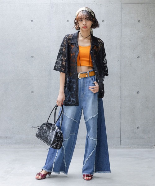 PAGEBOY ブラウス シャツ レースカイキンシャツ (半袖