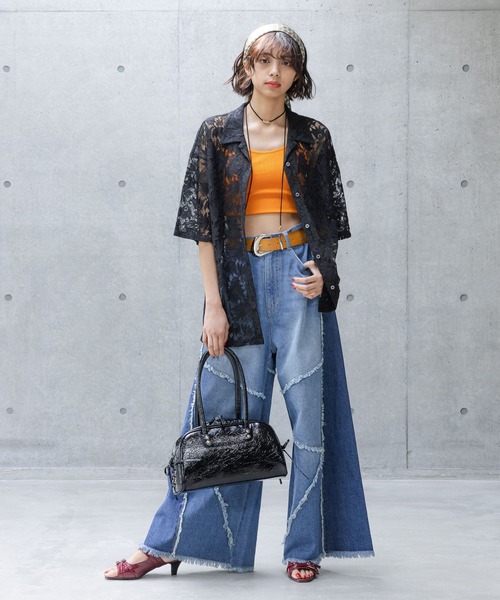 PAGEBOY ブラウス シャツ レースカイキンシャツ (半袖