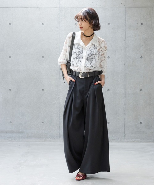 ブラウス シャツ レースカイキンシャツ (半袖) レディース PAGEBOY ブラウス シャツ レースカイキンシャツ (半袖