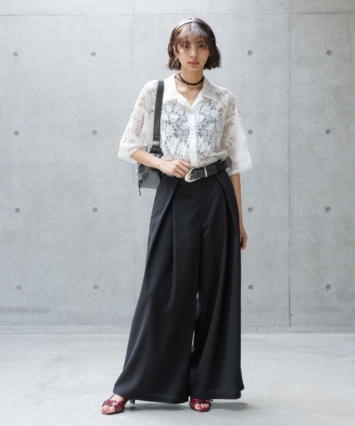 ブラウス シャツ レースカイキンシャツ (半袖) レディース PAGEBOY ブラウス シャツ レースカイキンシャツ (半袖
