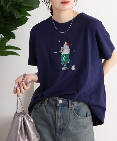 Emago（イマゴ） tシャツ クリームソーダ刺繍ドルマンTシャツ