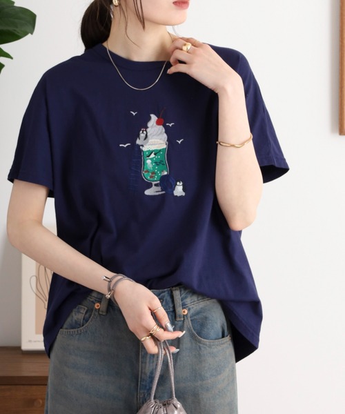 Emago tシャツ EMAGO クリームソーダ刺繍ドルマンTシャツ