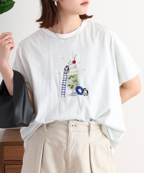 Emago tシャツ EMAGO クリームソーダ刺繍ドルマンTシャツ